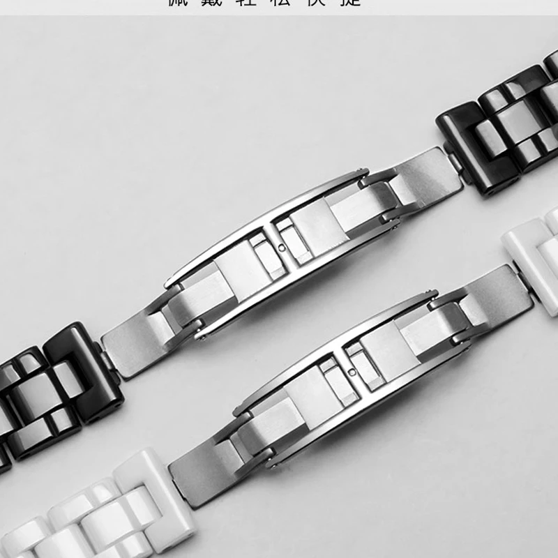 For J12 ceramics wristband high quality women's men's watch strap Fashion bracelet black white 16mm 19mm Waterproof Bracelet