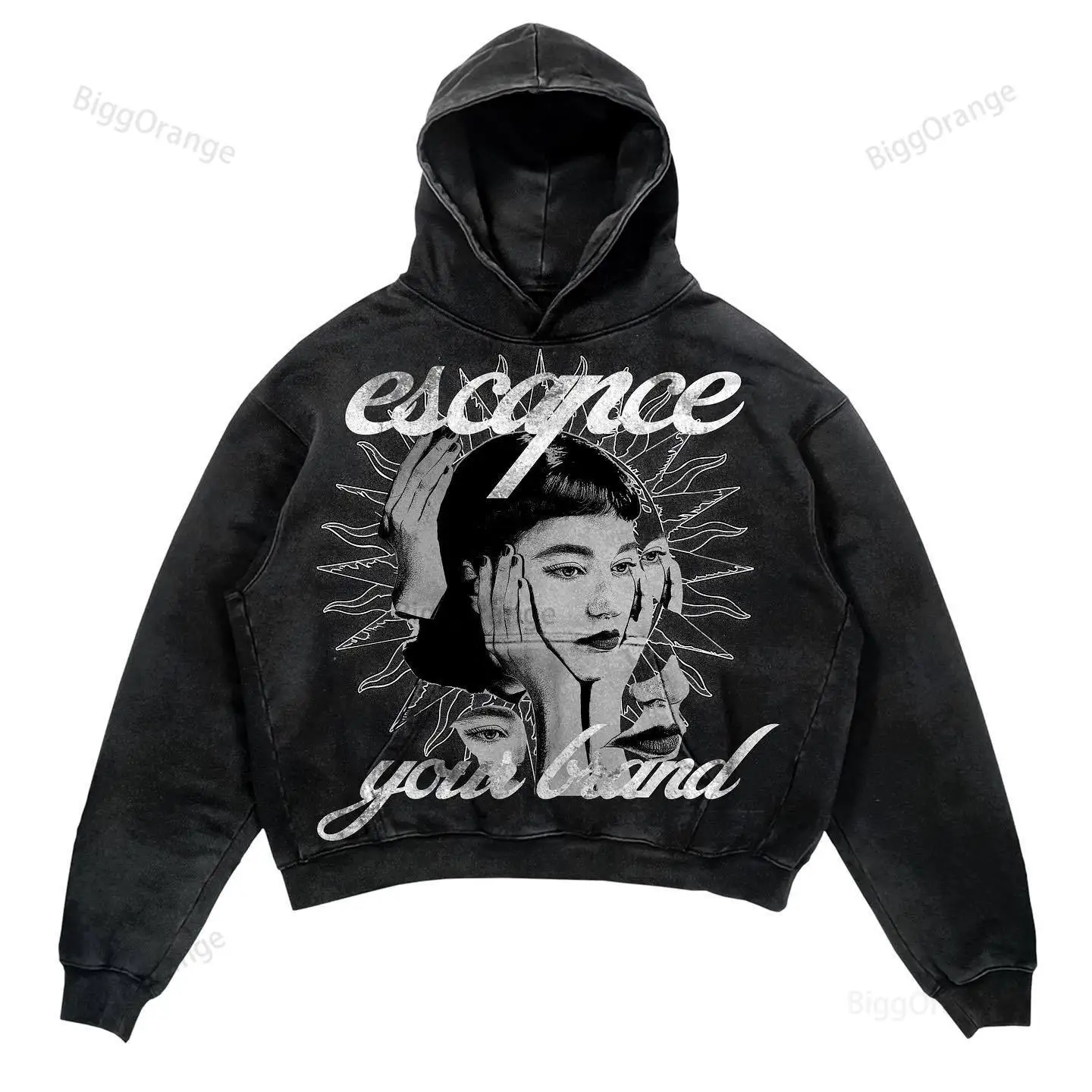 WARM oversized skull print men and women sweatshirt loose New Gothic style casual sweatshirts hip-hop all-match zipper hoodie