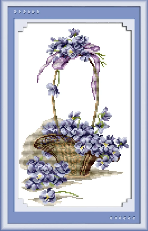 Joy-cross stitch conjunto completo com padrão para decoração de casa, tecido estampado com a fragrância da flor, impresso, sem impressão