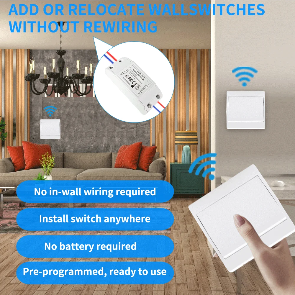 Self-Power Generation Wireless Switch IP44 Waterproof No Battery Household Remote Control Push Button Wall Light Switch
