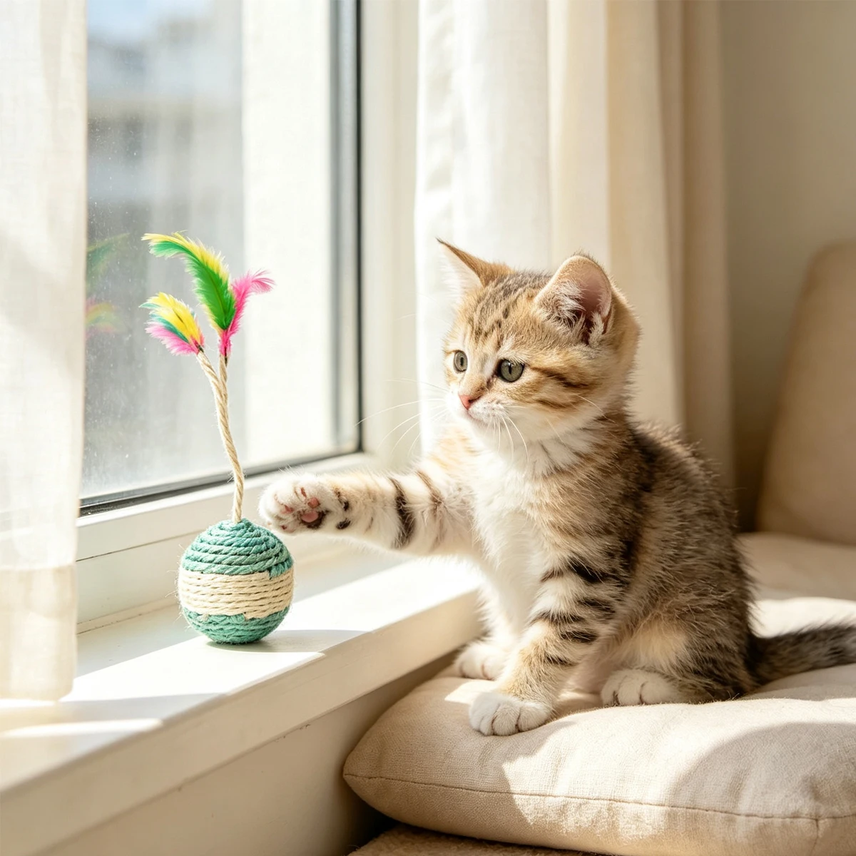 Kitten Training Interactive Magic Scratching Ball Feather Toy Stuff Cat Toys Balls for Cats Dog Liquidation Dogs Cats' Kittens