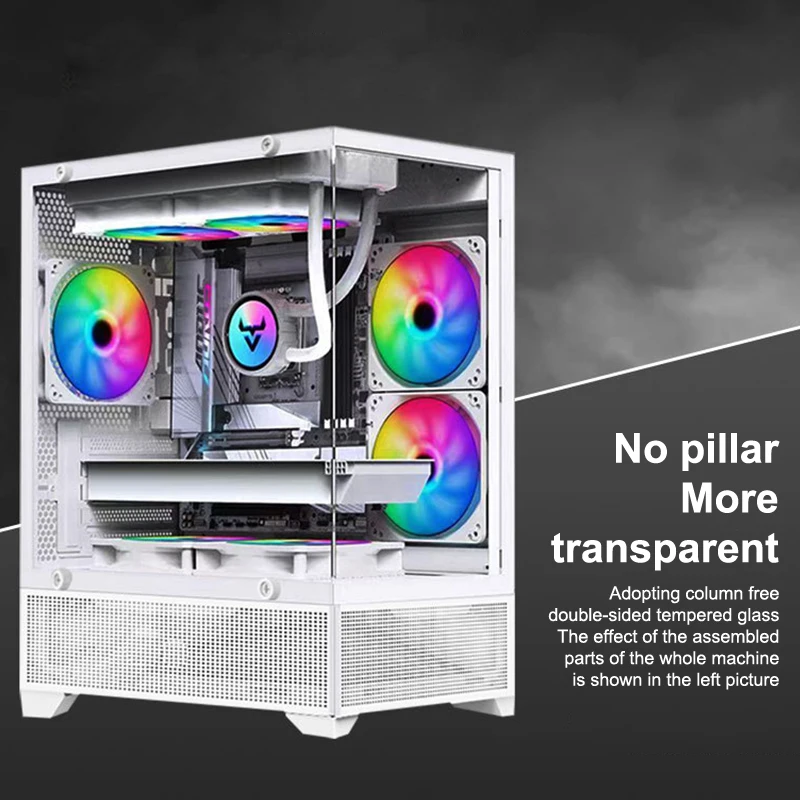Mini Gaming Computer Case M-ATX ITX Seaview Room 270°full View Without Column Desktop Chassis Support 240 Water Cooler PC Case