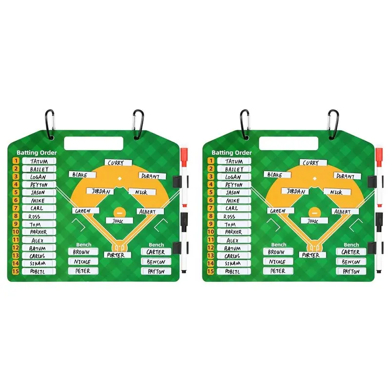 

【TRAVEL ESSENTIAL】2X Magnetic Baseball Lineup Board, Dry Erasecoach Lineup Board, Reusable Softball Lineup Board For Baseball Co