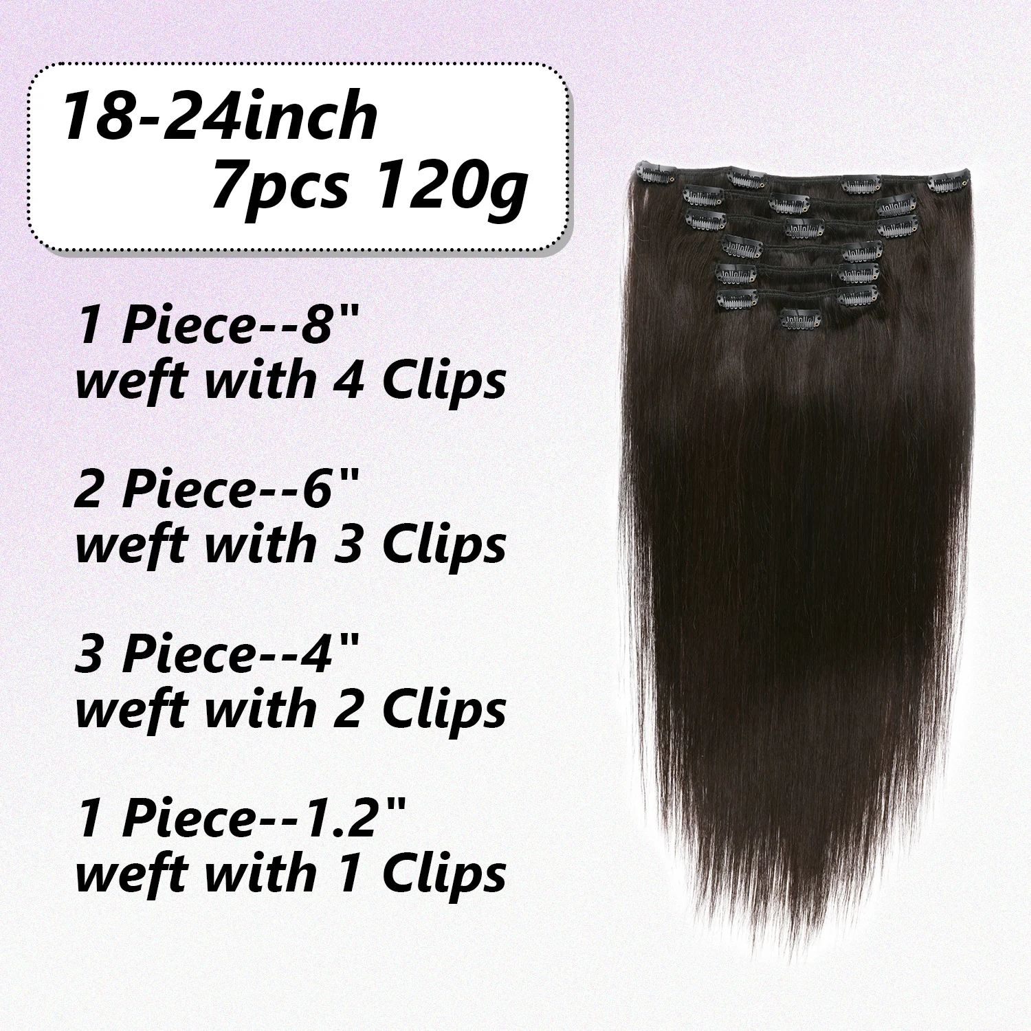 7pcs Clip in Human Hair Extensions 120g Clip in Extensions Real Human Hair Straight Remy Hair Invisible Clip Ins Hair Extensions
