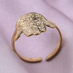 Vintage Fatima Hand Charm Rings For Women Men Accessories Open Adjustable Ring Stainless Steel Jewelry Finger Supplies Birthday