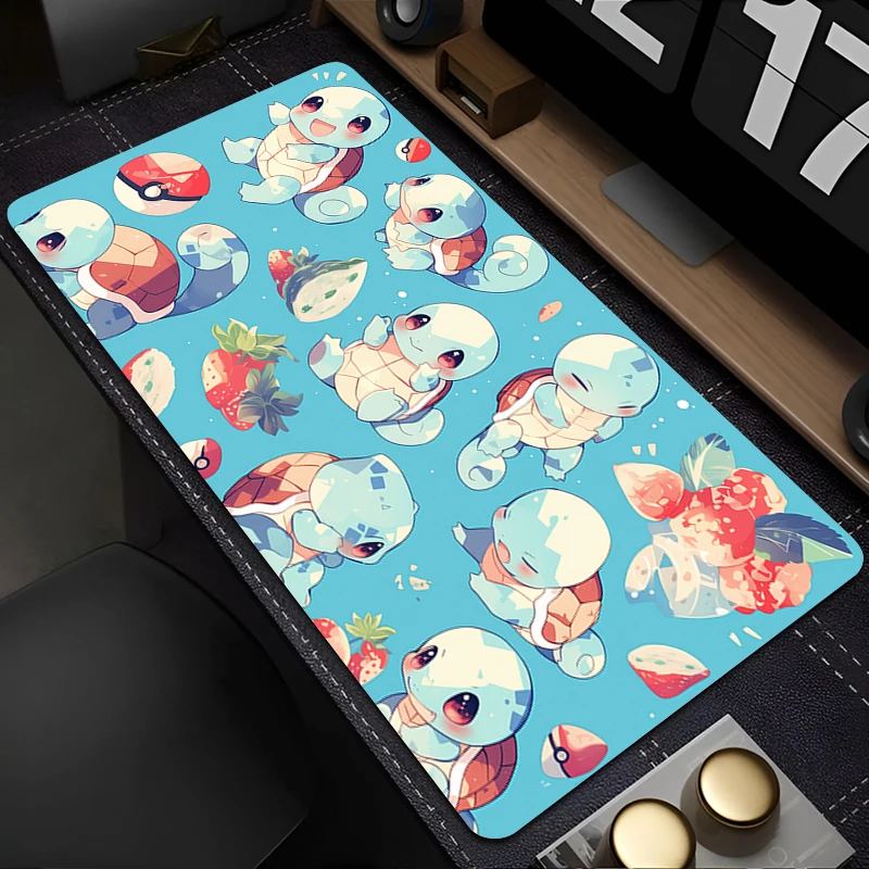 Mousepad Art Great Waves แผ่นรองเมาส์ยาง XXL ลื่นคอมพิวเตอร์ S-Squirtle อะนิเมะโต๊ะ Kawaii สํานักงานเม้าส์ Mats พรม