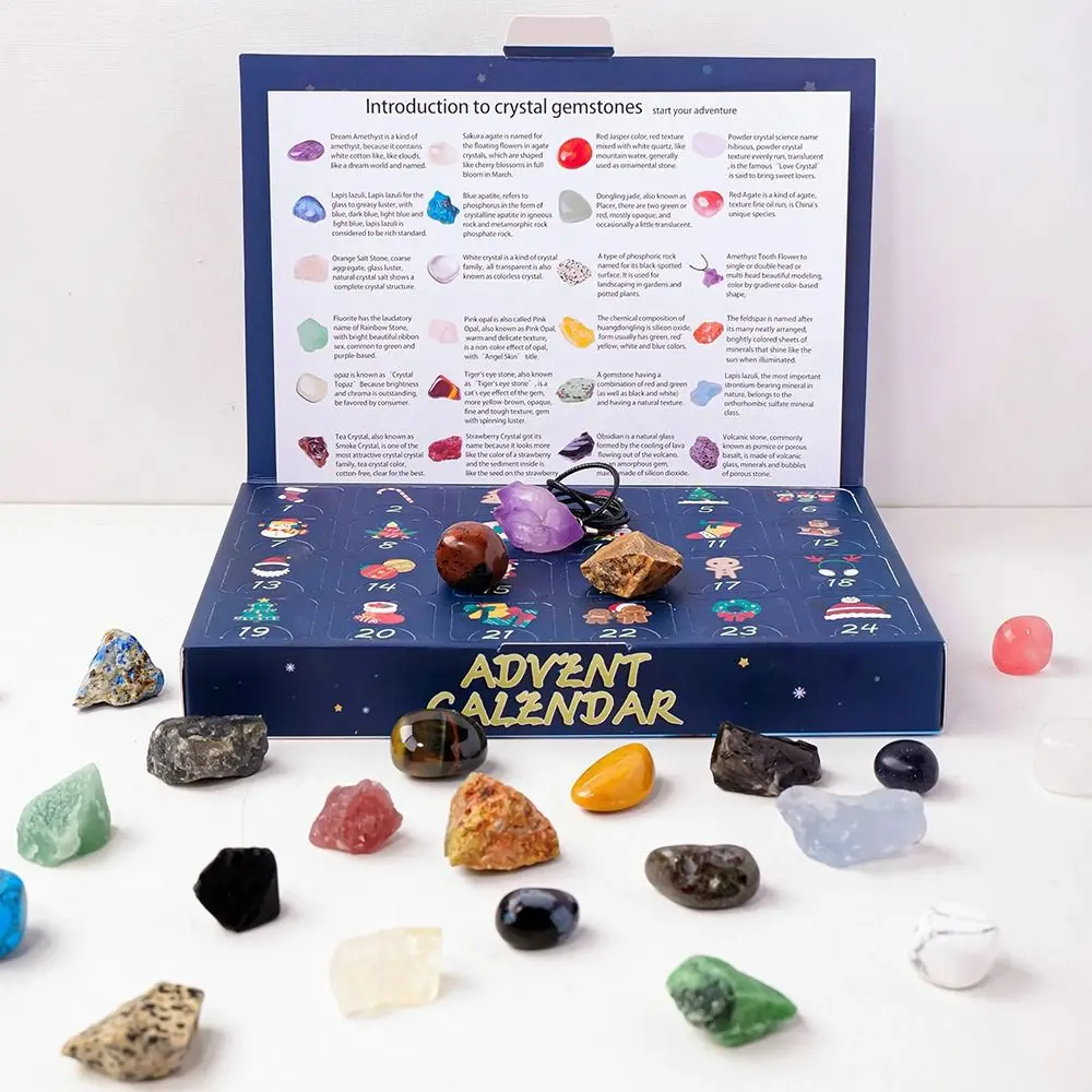 24Pcs 24 Boxes Christmas Crystal Advent Calendar Natural Stones Polished Gravel 24 Days Countdown Toys Surprise Positive Energy - Image 6
