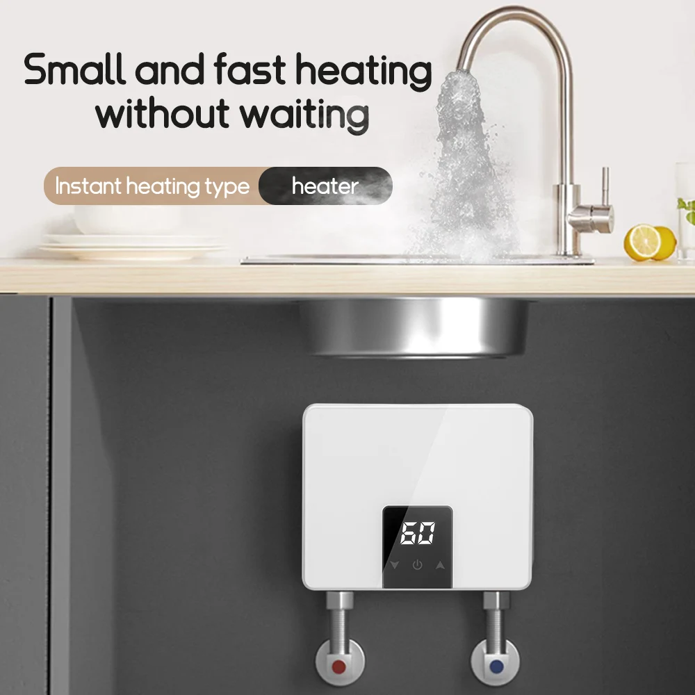 New Design 110-240V AC Instant Water Heater Plastic Tankless Electric Water Heater LED for Household