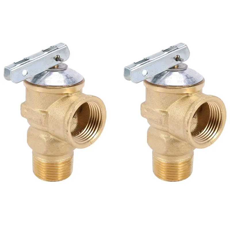 

DTA4-2Pcs 3/4 Inch NPT American Standard Lead-Free Water Heater Safety Valve 150 Psi Brass Pressure Relief Valve