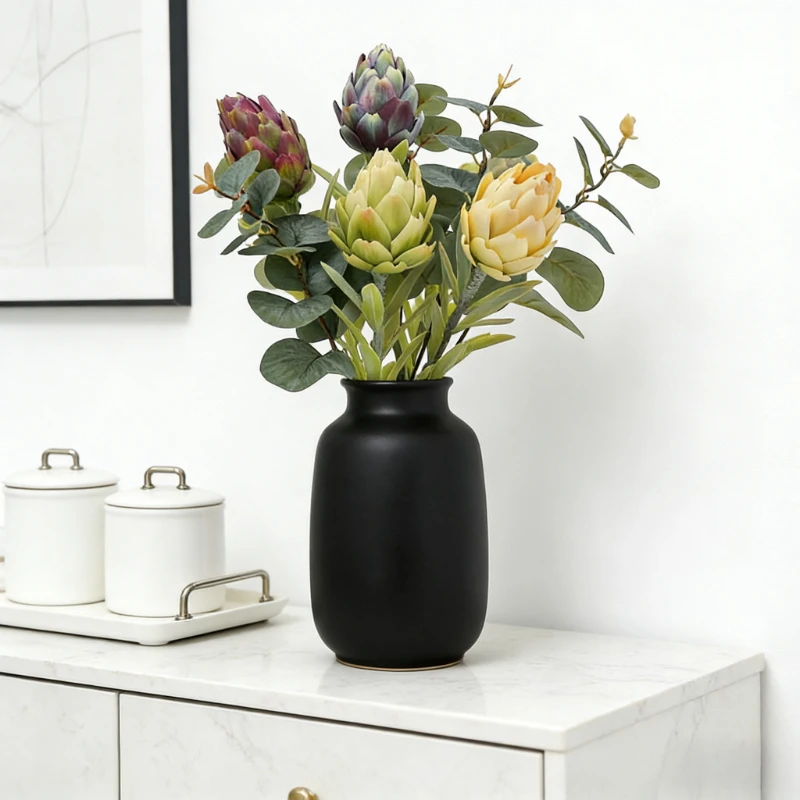 Planta Artificial de Alcachofa de 56 cm, Novedad, para Decoración de Bodas, Escaparates, Centros de Mesa, Jardines y Exteriores