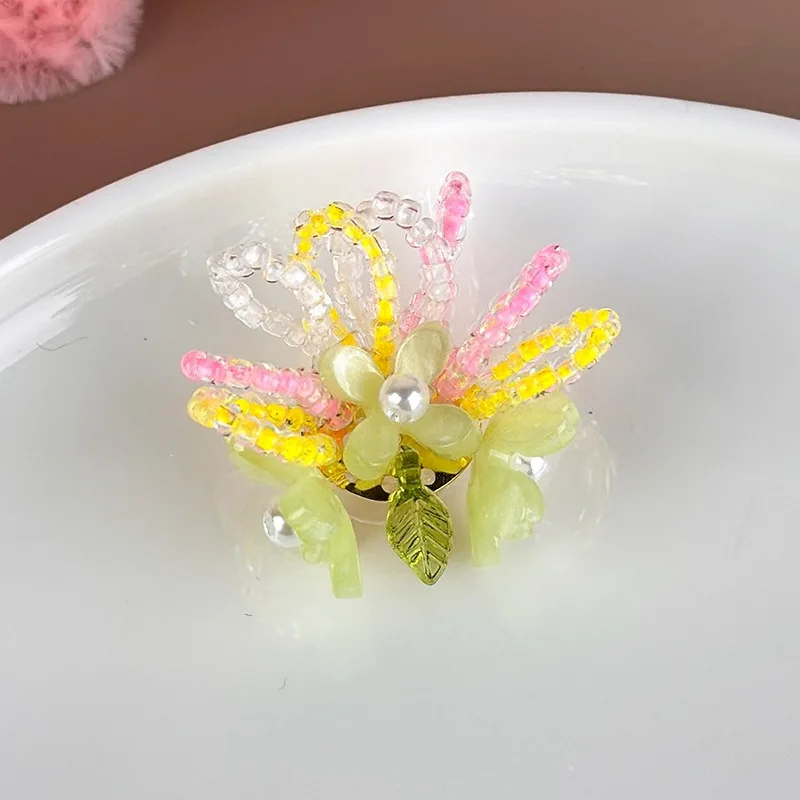 Shoe Charms Handmade Beaded Floral Crystal Green Detachable Clog Decorations Premium Durable Versatile Casual Use