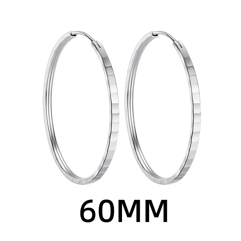 925 Sterling Silver Hyperbole Shinning Big Circle Hoop Earring For Women Girls Fake Ear Cuff Jewelry Brincos Bijoux Femme - view 6