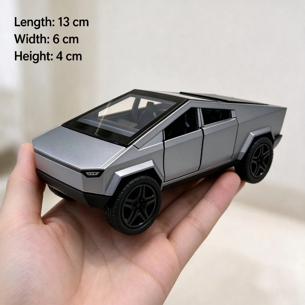 1:36 Cybertruck Pickup Diecast Model, Alloy Static Display Toy, Openable Doors, Collectible Desktop Ornament, Christmas Gift