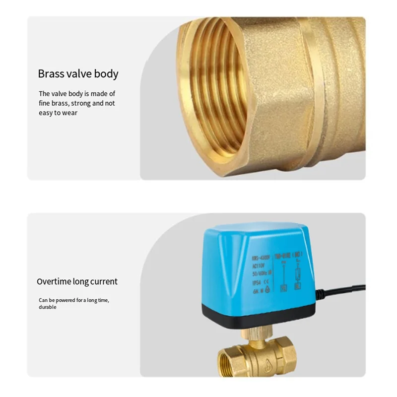 CTHO-Normally Closed Motorized Ball Valve AC110V 2-Wire Brass Electric Solenoid Valve DN15 Replace Solenoid Valve