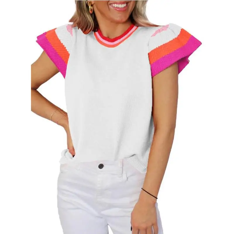 Sweet Sle ort Sve gebreide trui rond Ne Color Blo damestop Faionable Casual Comfortabel Ademend 2025, su...