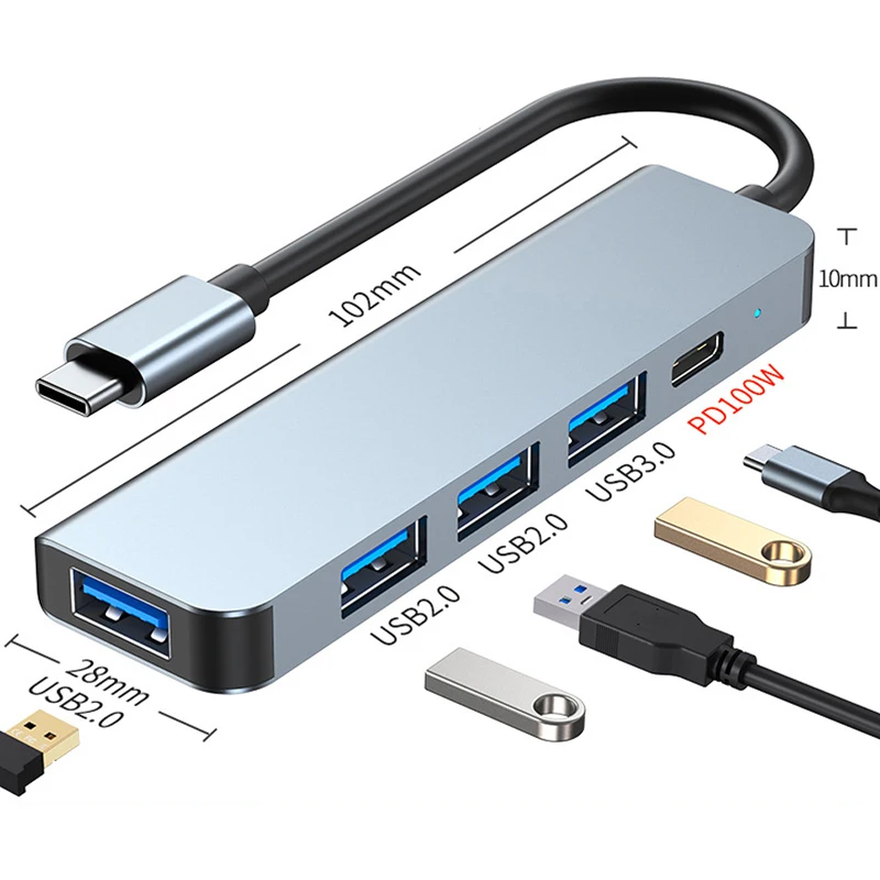 CERASTES USB C HUB Dock Station - USB 3.0 Type C to HDMI-compatible USB Splitter Adapter for MacBook Pro M1 Air M2 Laptop PC