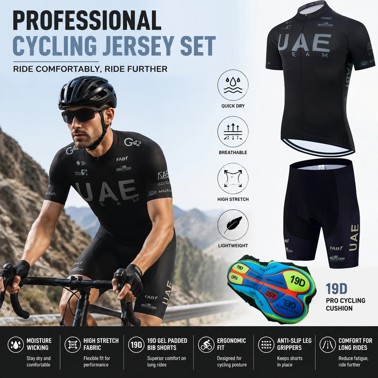 2026 UAE Summer Man Cycling Jersey Set Breathable MTB Cycling Clothing Mountain Bike Wear Clothes Maillot Ropa Ciclismo Hombre