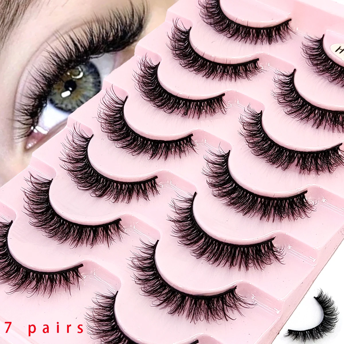 Neue 7/8/10 Paar künstliche Nerz-Wimpern, kurze, natürliche, unordentliche, komische, kurze, falsche Wimpern, überkreuzte, flauschige Wimpernverlängerung