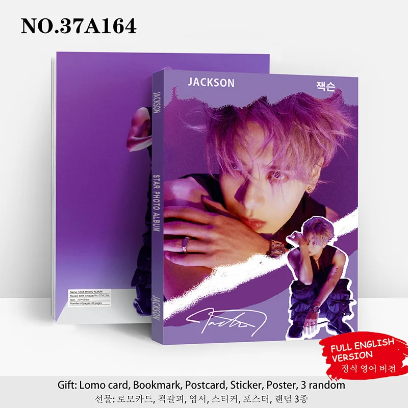 New Kpop Boys Group JACKSON WANG Solo Photocards Album Portrait HD Photo Poster Bookmark Stickers Collection Card Fans Gifts