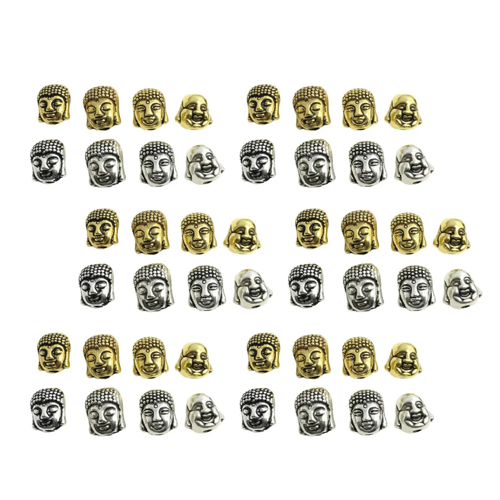 

80 pcs Alloy Spacer Beads Double sided Buddha Head Vintage Mini Size DIY Necklace Bracelet Earrings Jewelry Makingalloy bracelet