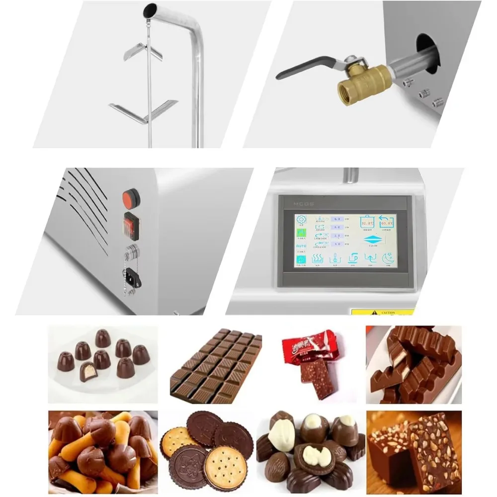 ماكينة ذوبان الشوكولاتة الصغيرة المكتبية 30 كجم الأكثر مبيعًا، ماكينة تقسية الشوكولاتة المطلية بطاولة تهتز 5 كجم #6
