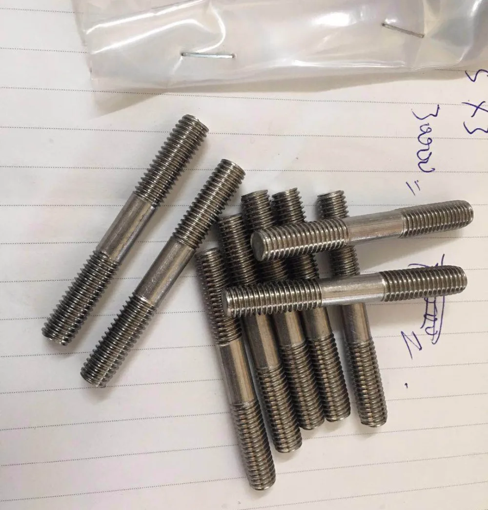 10 Pcs / Lot Titanium Double End Stud Bolt Doublethread Thread Dowel Screw Ti Double GR2 M6 And M8*60/80/100/120-200MM