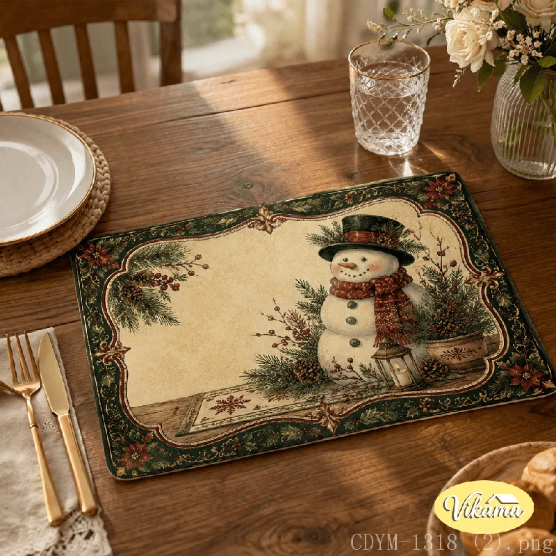 VIKAMA Christmas Placemat Pink Green Plaid Gingham, Waterproof Oil-Proof Heat-Resistant Non-Slip Dining Table Mat