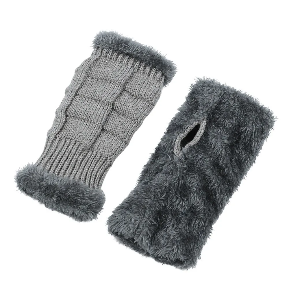 للجنسين الشتاء الخريف أصابع قفازات قصيرة دافئة رقيق قفازات الصوف اصطف مطاطا كم يغطي للطقس البارد