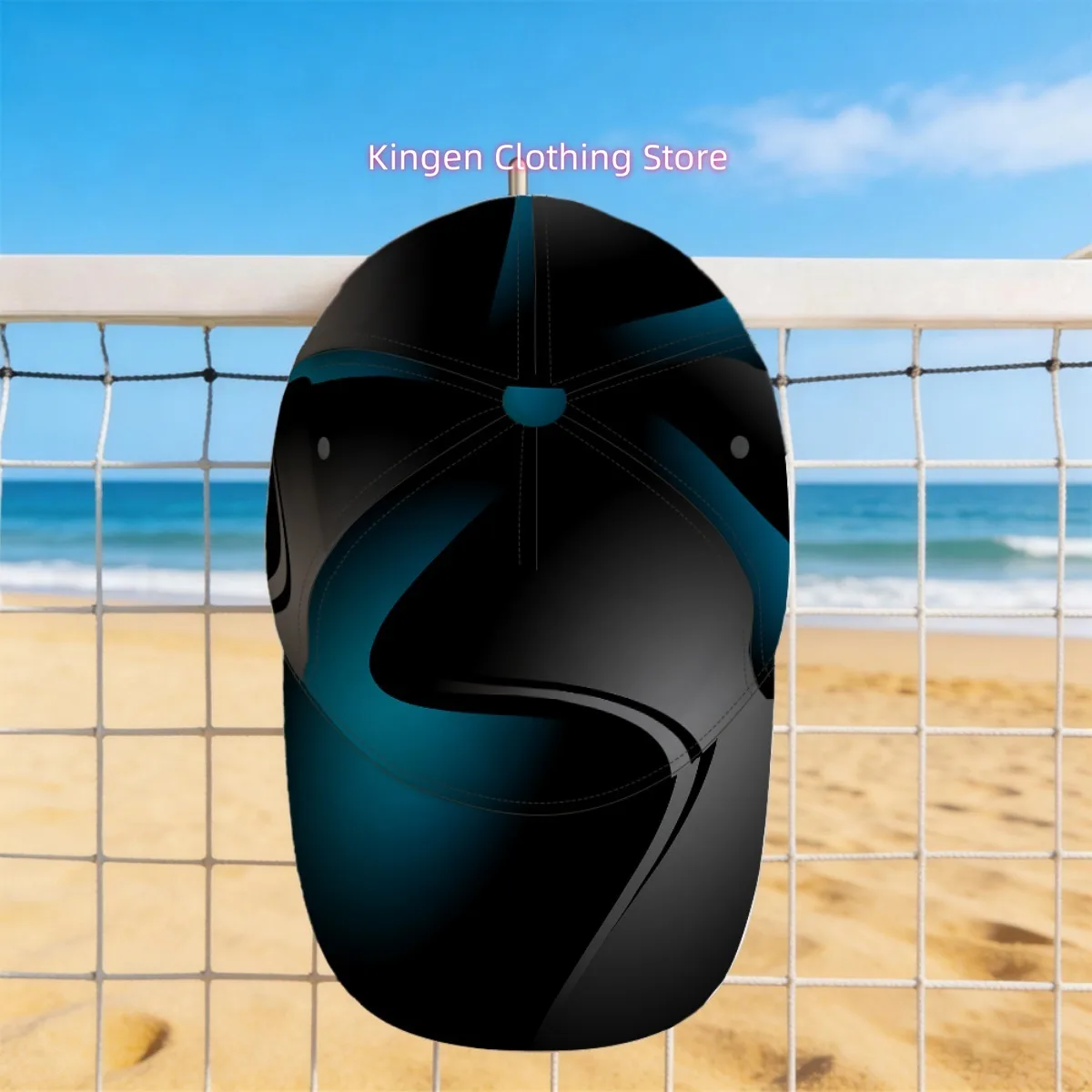 1pc Featuring a Stylish All-Over Print of Abstract Blue Curves, This Durable Duckbill Cap Is Ideal for Sports And Outdoor Activi