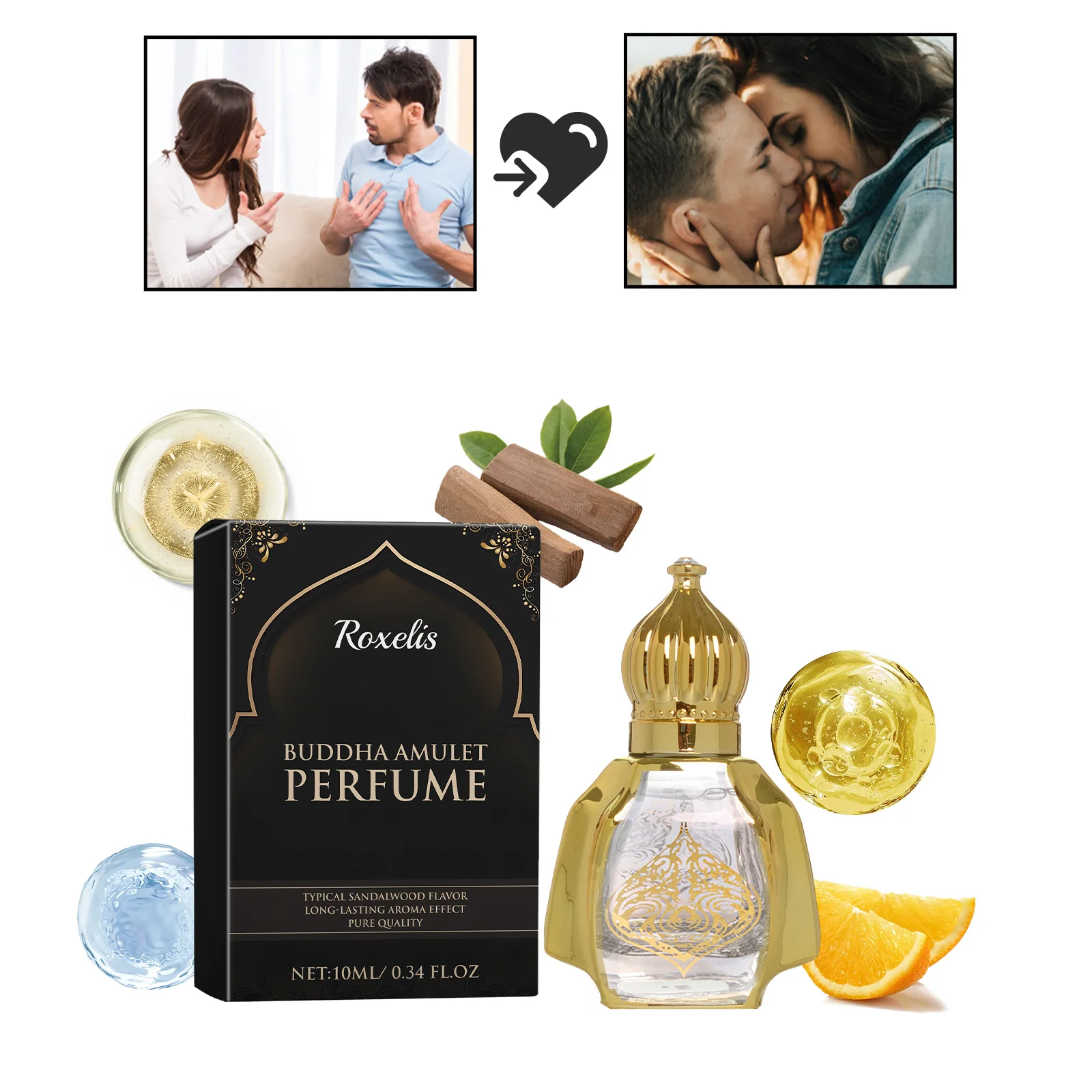 O perfume de sândalo Roxelis pode dar uma fragrância natural, fresca, charmosa e elegante por um longo tempo.