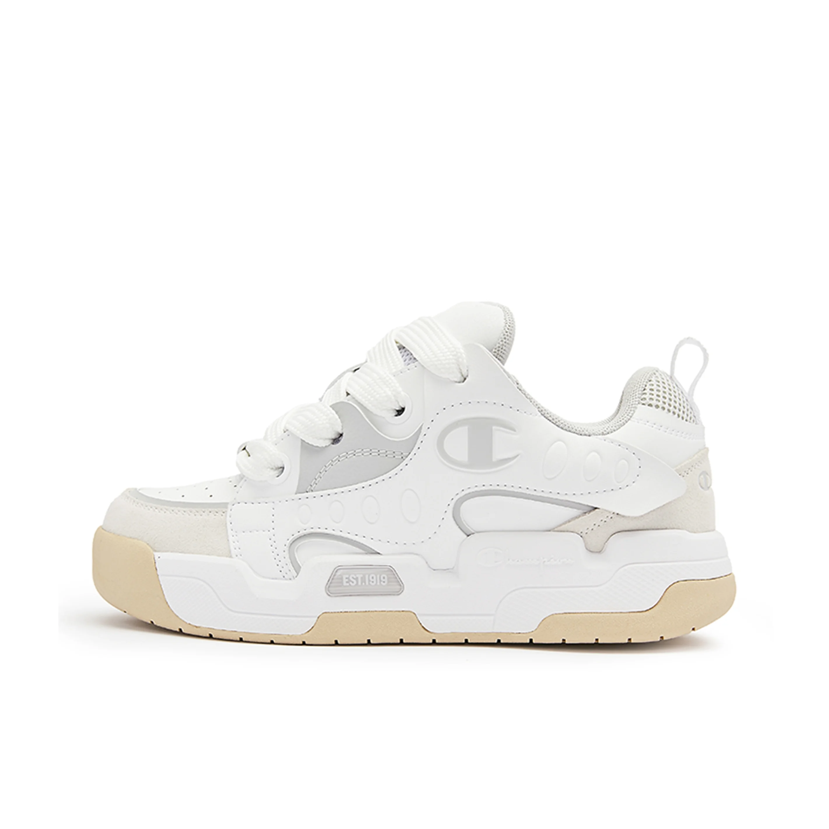 Champion Playful Puffy Shoes Low top Skateboard Shoes Women's White Gray U3DFCTW06A4