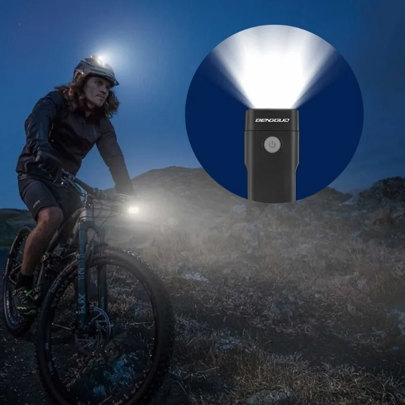 Bike Light Flashlight Mountain Headlight USB Rechargeable Lamp Hanging Headlight IPX5 Waterproof Bike Light Bicycle Accessories