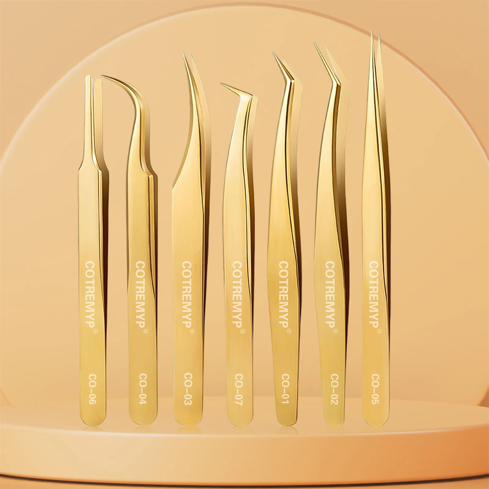 Pinzas para pestañas profesionales, agarre de extensión de pestañas postizas, herramientas de pinzas de acero inoxidable de alta precisión para cejas y cabello