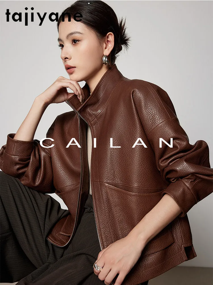 TAJIYANE 100% Sheepskin Leather Jacket Woman Lychee Patterned Genuine Leather Jackets Short Casual Coat 2026 Spring Clothes 가죽자켓