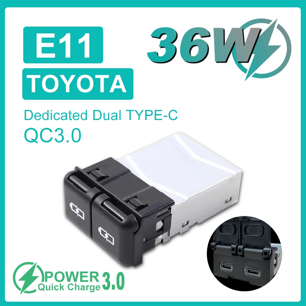 BYLITU For Toyota USB C Car Charger Type C PD QC3.0 Dual USB Fast Charger Socket 36V Phone Charge Power Adapter Outlet