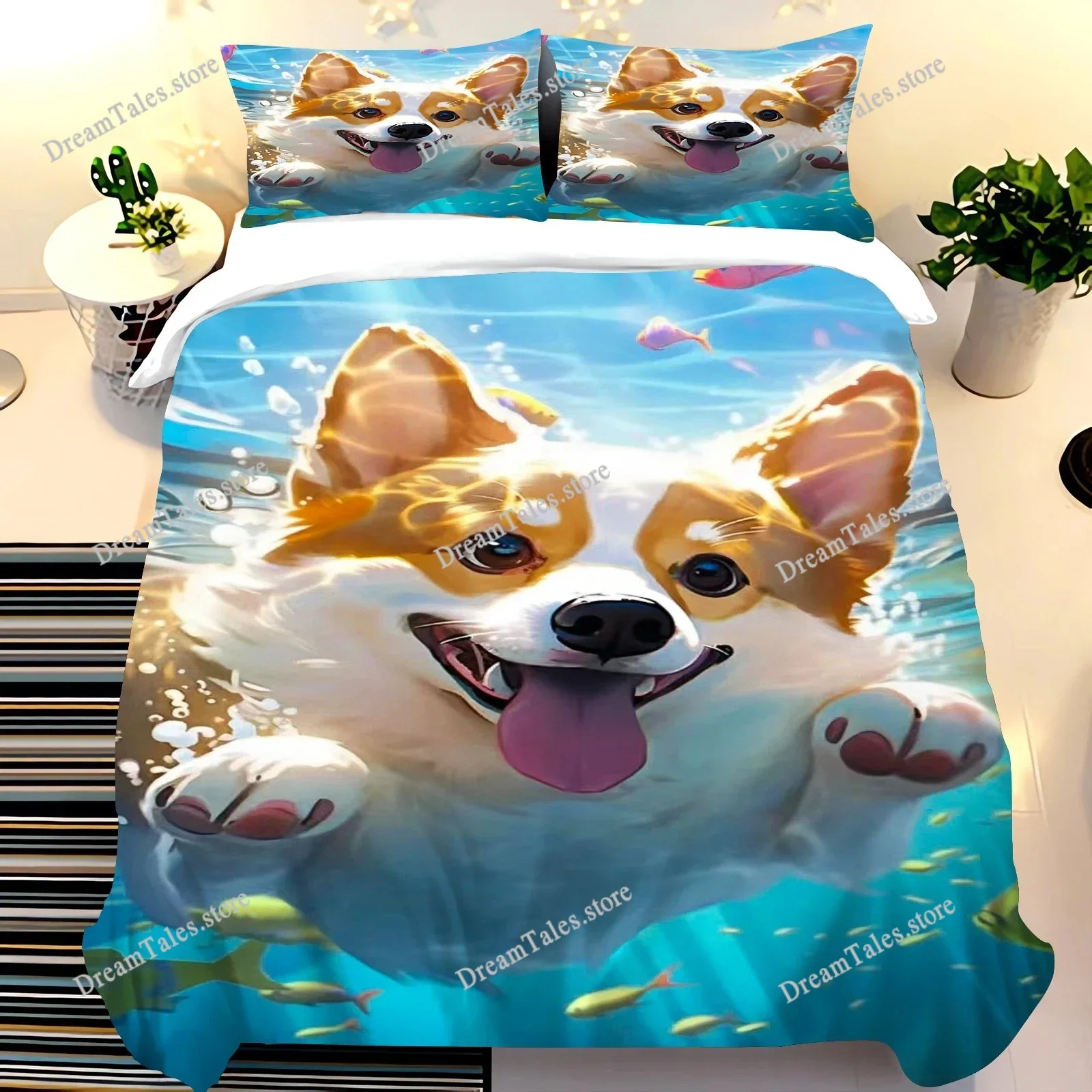

Cute Dogs Bedding Set for Children Bedroom Polyester Various Sizes Decor Ultra Soft Comfortable Cartoon Baby Set Luxury Gift741