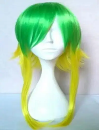 Peruca Cosplay reta verde, cabelo sintético, perucas traje, comprimento médio, resistente ao calor