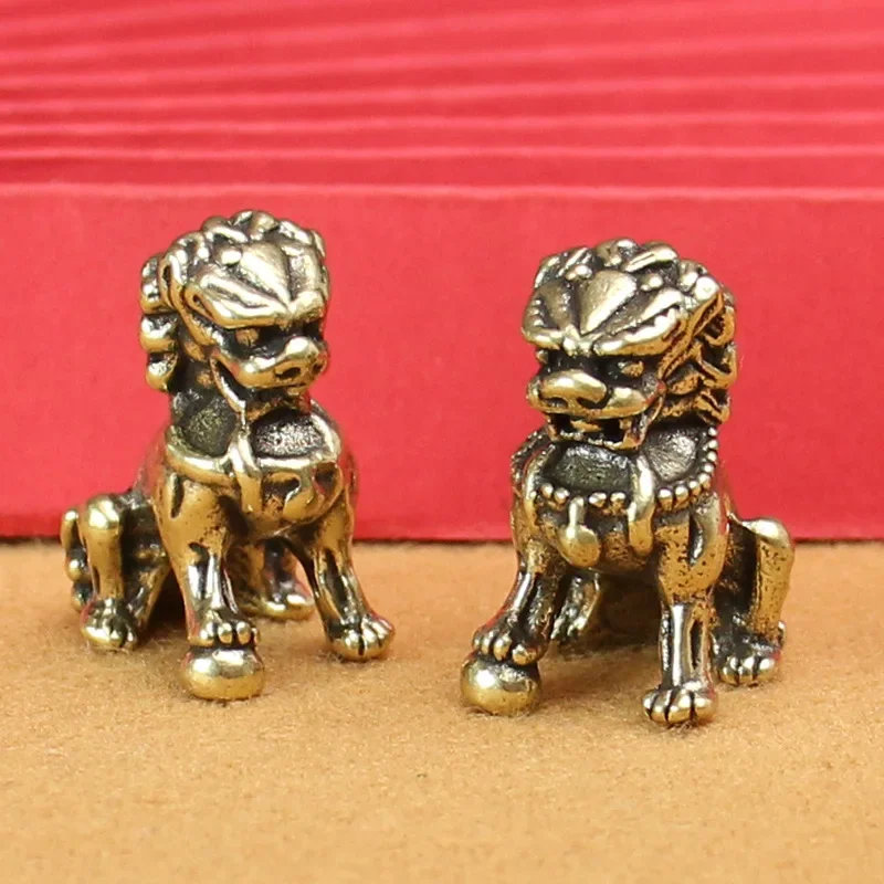 

Brass Lion Roll Hydrangea Small Ornaments Feng Shui Miniature Home Office Desktop Decoration Accessories Festivals Gifts