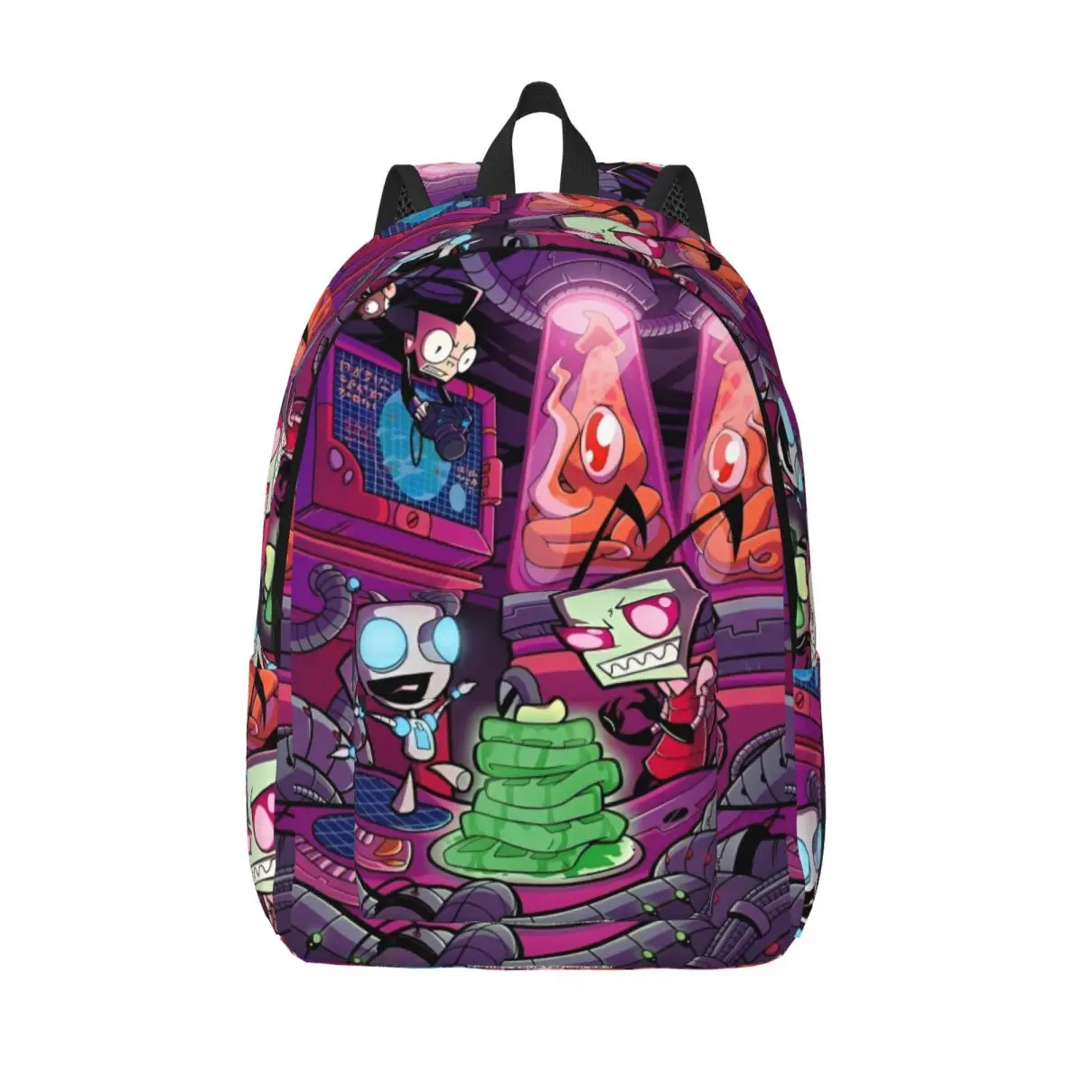 カスタム I-Invaders Z-Zims 面白いキャラクターアニメバックパックトレッキングバックパック少年少女カスタムパターンスクールバッグかわいいリュックサック