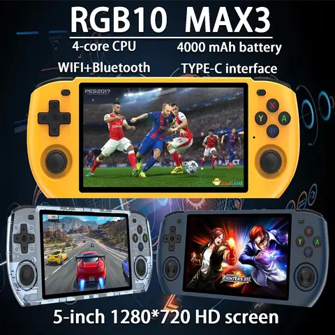POWKIDDY RGB10 MAX3 Retro Handheld Game Console RK3566 5 Inch 1280*720 Ips Screen Open-Source Retro Gaming Children's Gifts