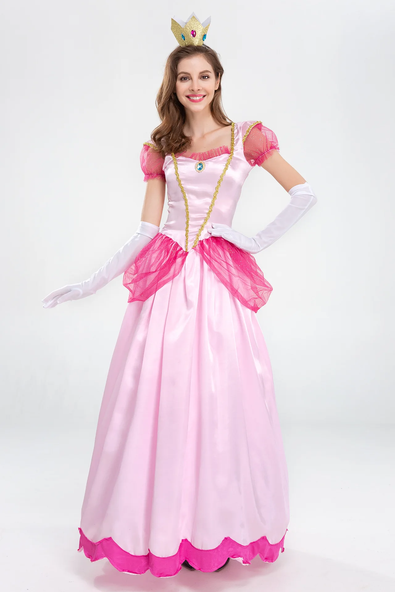 New Princess Dress Palace Party Queen Skirt Pink Peach Blossom Clothes Anime Halloween Costumes For Women Cute Clothing Hot