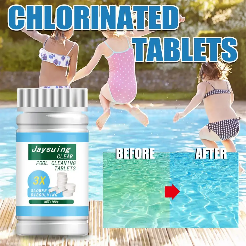 50/100Pcs Swimming Pool Cleaning Chlorine Tablets Household Fliter Water Disinfection Treatment Floater Outdoor Cleaning Tools