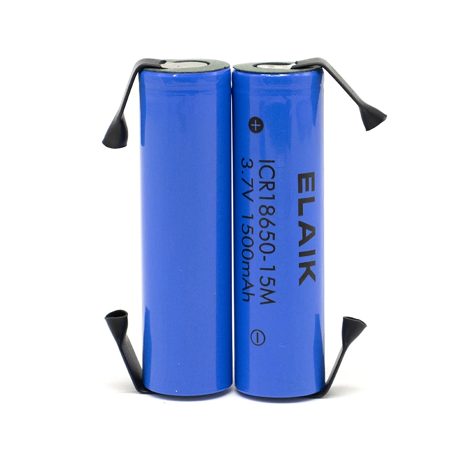 18650 3.7V 1500mAh Energy storage rechargeable lithium battery for small flashlight battery Small fan battery 15m-Nickel