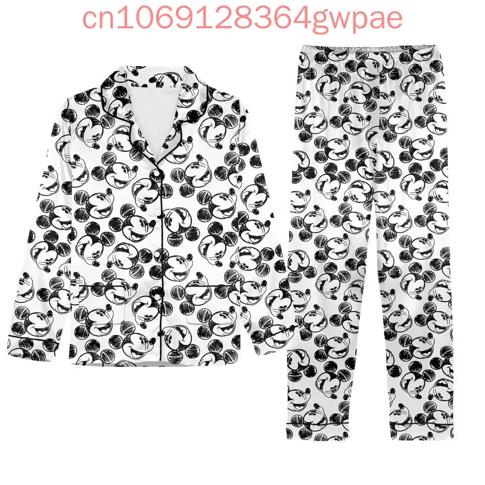 Disney Mickey Mouse Cruise Pajama Set Minnie 3d Printed Casual Men's and Women's Long Sleeved Shirt Pajama Set