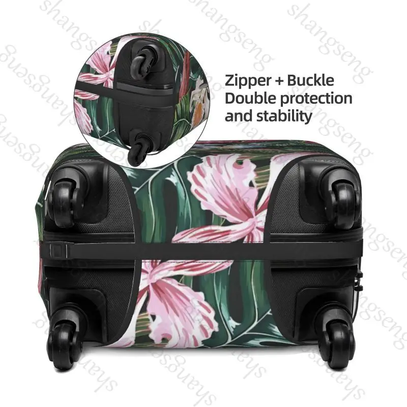 Palm Leaves Flower Thick Elastic Luggage Protective Cover Zipper Suit For Bag Suitcase Covers Trolley Cover Travel