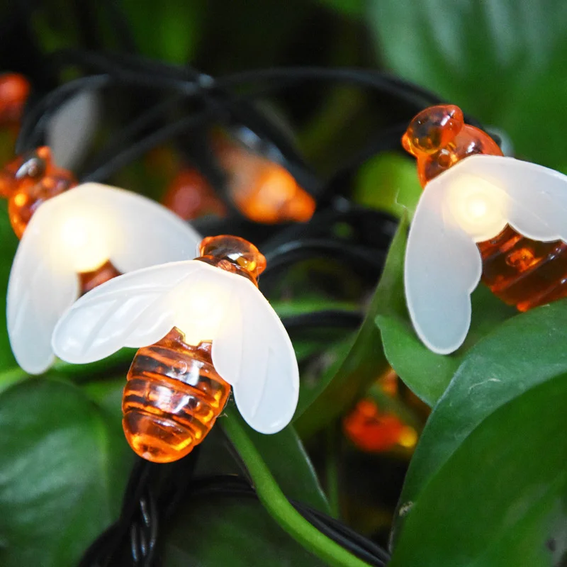 

Cute Solar Bee Fairy String Lights Garden Lights 8 Mode Outdoor Lighting for Flower Fence Christmas Wedding Decor 20/50/100 LED