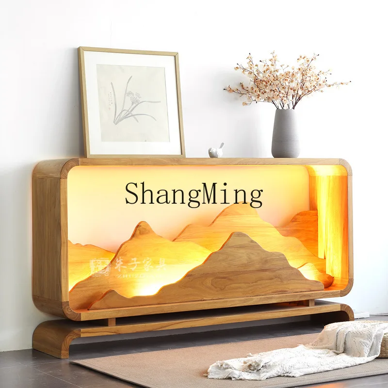 

CL new Chinese-style solid wood porch landscape drawer simple bedroom storage living room side cabinet against the wall