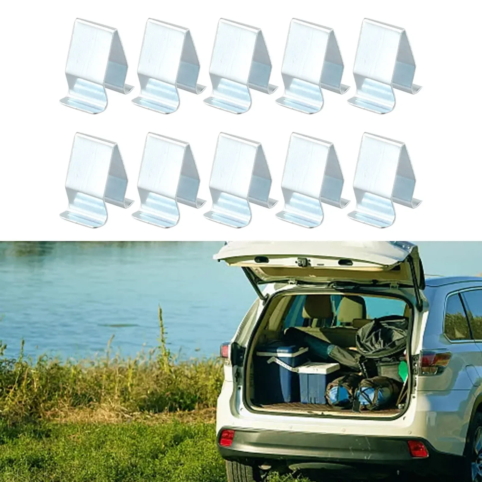 10pcs Car Metal Trim Panel Clamps Seat 16mm Boot + Tailgate Interior Lining #4A0867276B For Skoda Car Accessories