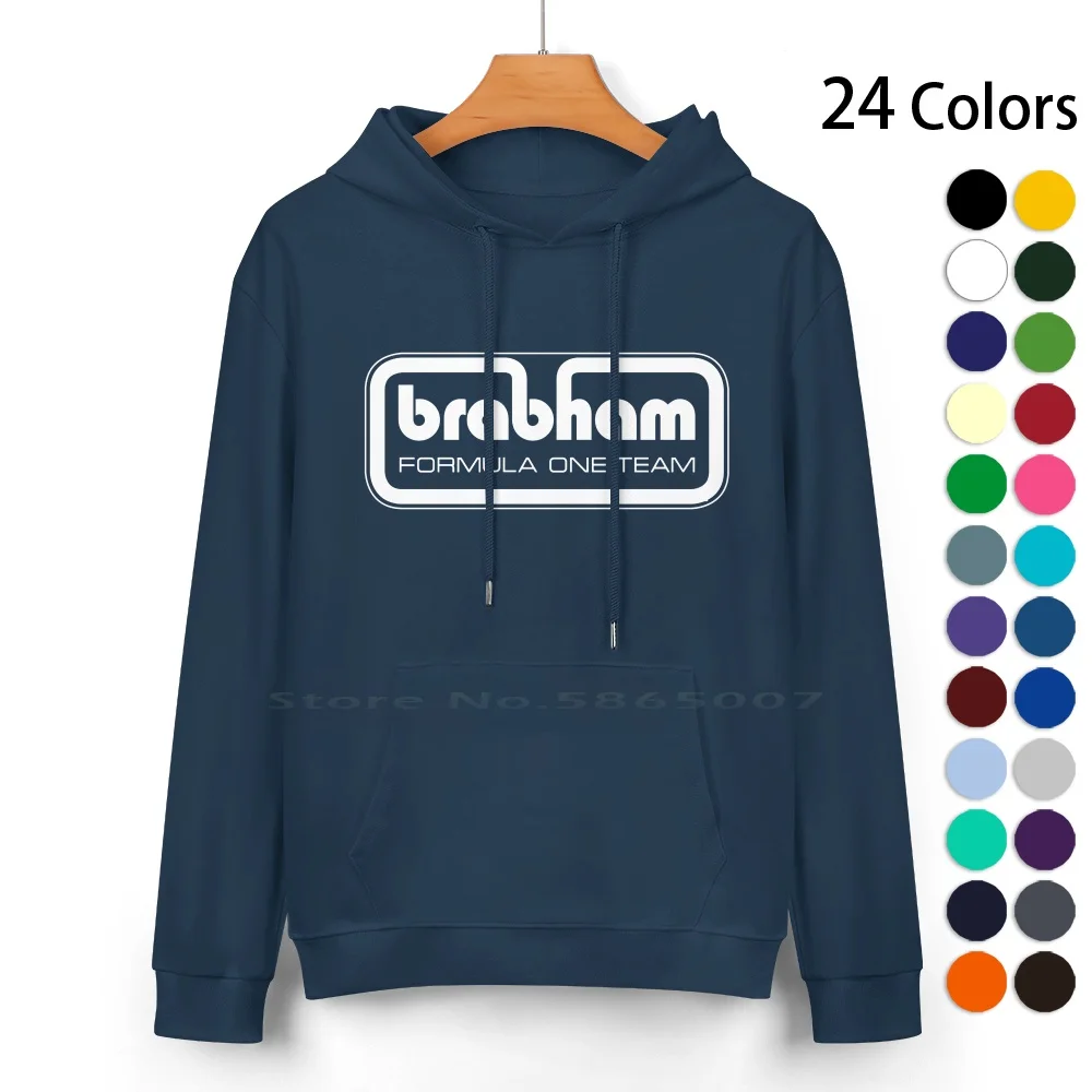 Brabham Team Logo 1973 / 4-White Print Pure Cotton Hoodie Sweater 24 Colors Brabham Racing Cars Brabham Grand Prix Brabham