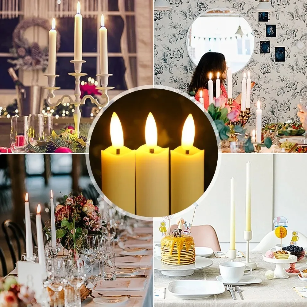 Velas LED con boca ondulada, luces sin llama alimentadas por batería, vela electrónica de polo largo, suministro de decoración DIY para fiestas y bodas